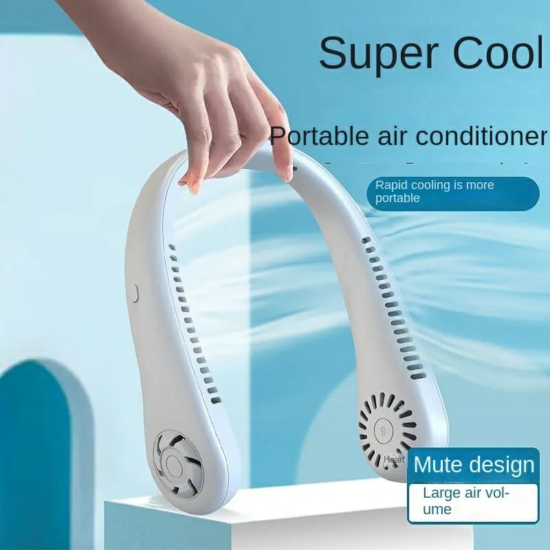 Portable Bladeless Hanging Neck Fan | Super Cooling Strong Fan 360° | Bladeless Hanging Neck Fan For Kitchen | Rechargeable USB Mini Neck Fan For Summer Sport Travel Outdoor