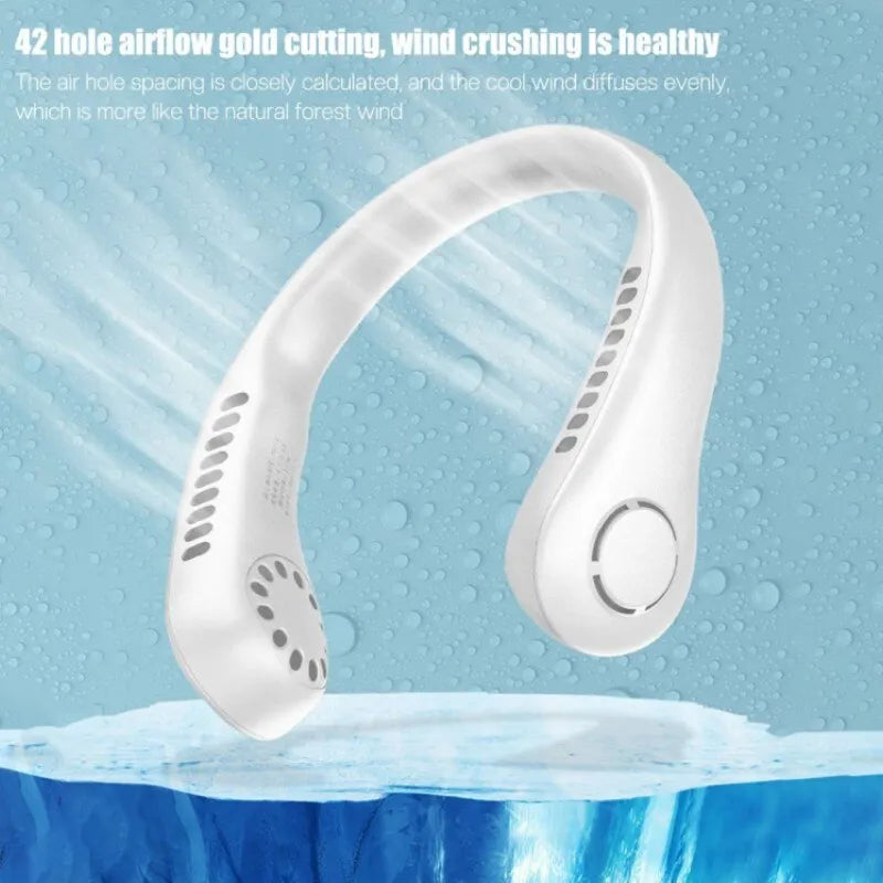 Portable Bladeless Hanging Neck Fan | Super Cooling Strong Fan 360° | Bladeless Hanging Neck Fan For Kitchen | Rechargeable USB Mini Neck Fan For Summer Sport Travel Outdoor