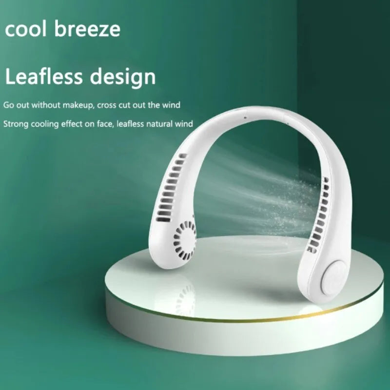 Portable Bladeless Hanging Neck Fan | Super Cooling Strong Fan 360° | Bladeless Hanging Neck Fan For Kitchen | Rechargeable USB Mini Neck Fan For Summer Sport Travel Outdoor