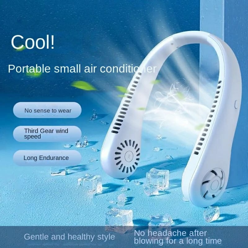 Portable Bladeless Hanging Neck Fan | Super Cooling Strong Fan 360° | Bladeless Hanging Neck Fan For Kitchen | Rechargeable USB Mini Neck Fan For Summer Sport Travel Outdoor