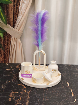 Round Tray, Trinket Jar,Striped jar, Ribbed Vase & Propagation Vase Bundle 20